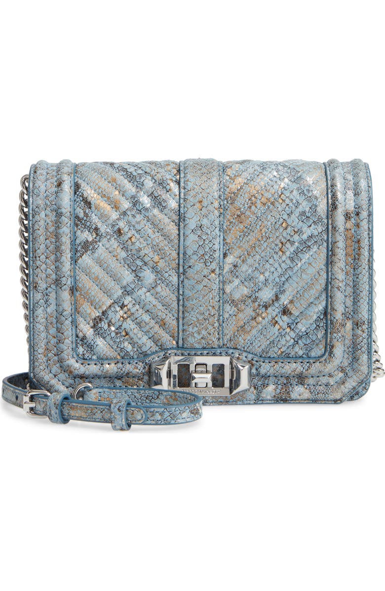Rebecca Minkoff Snake Embossed Chevron Quilted Small Love Crossbody, Main, color,