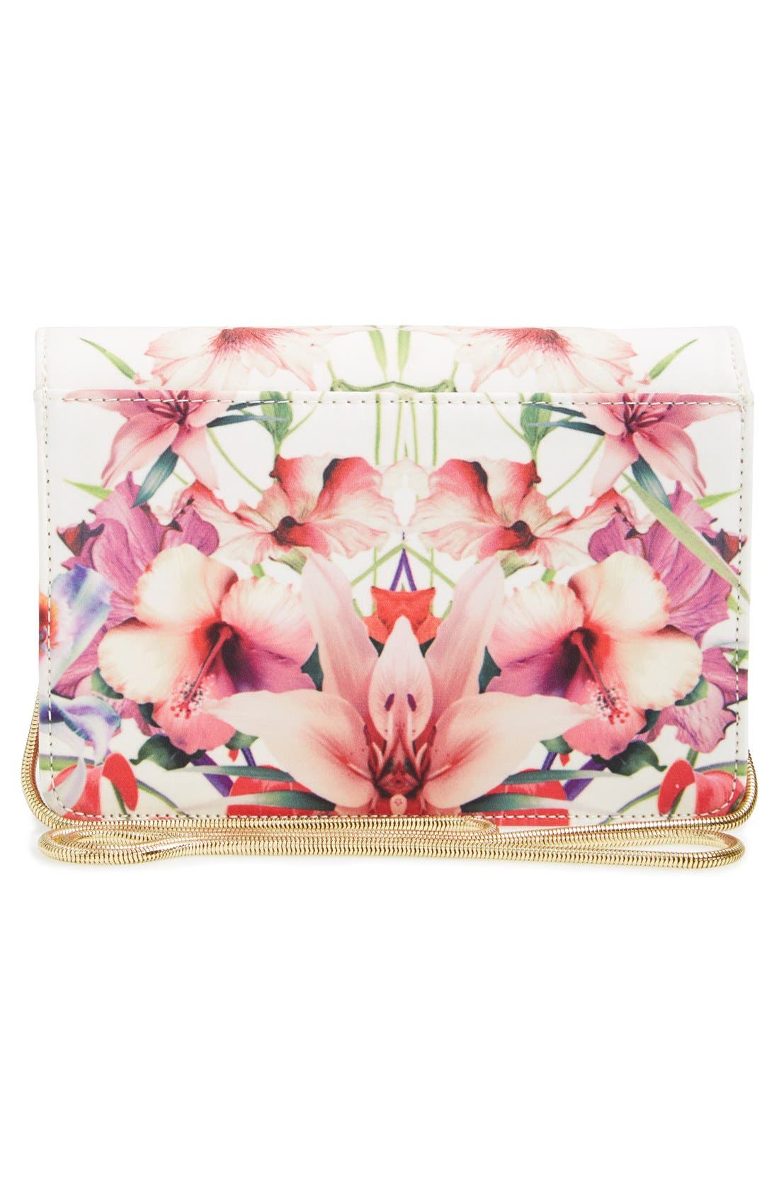'Mirrored Tropics' Fabric Clutch, Alternate, color, IVORY