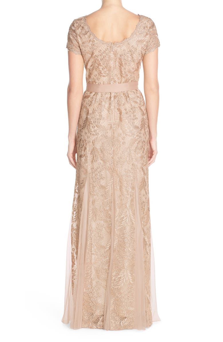 Adrianna Papell Metallic Embroidered Gown, Alternate, color, 