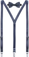 Mio Marino Genuine Leather Y-Back Suspenders & Bow Tie Set