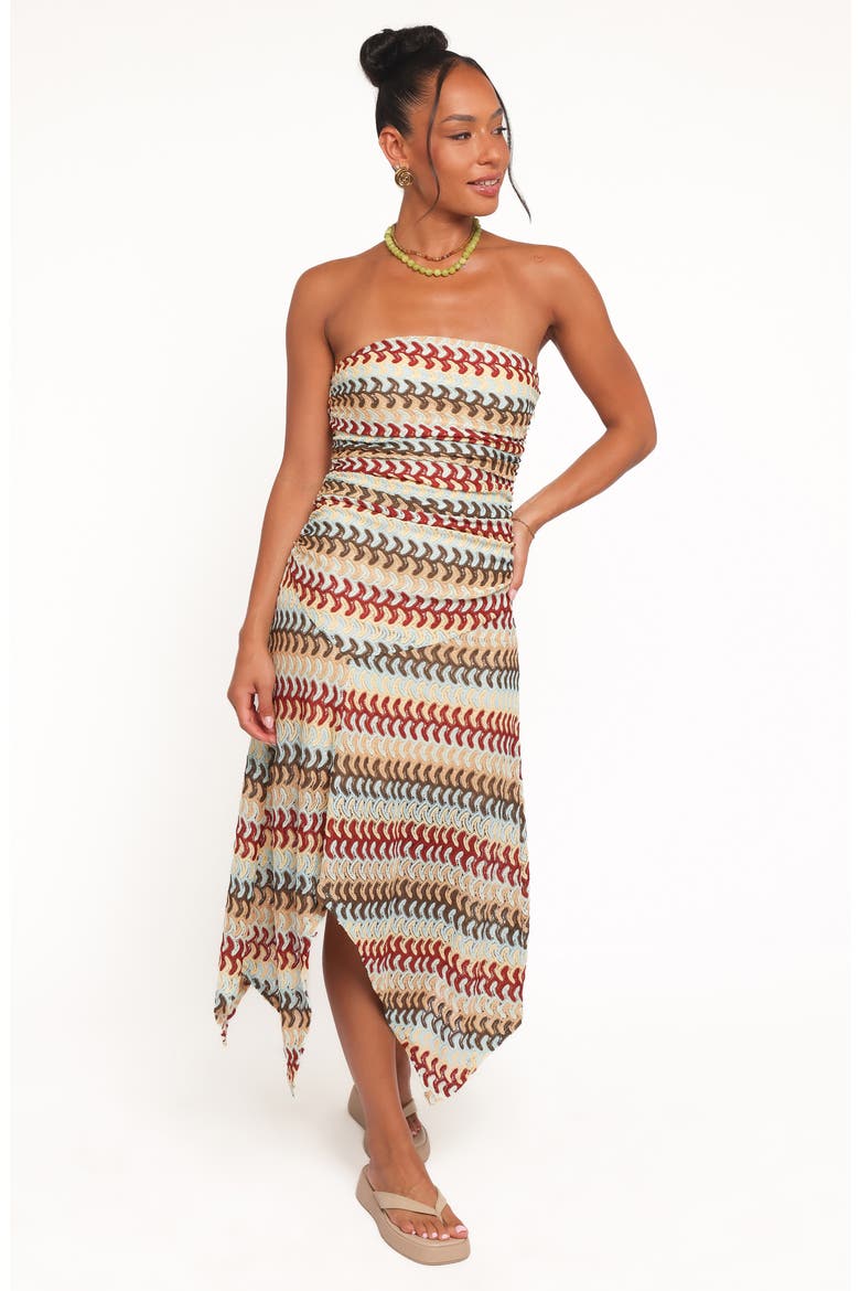Navia Embroidered Strapless Maxi Dress, Alternate, color, MULTI STRIPE