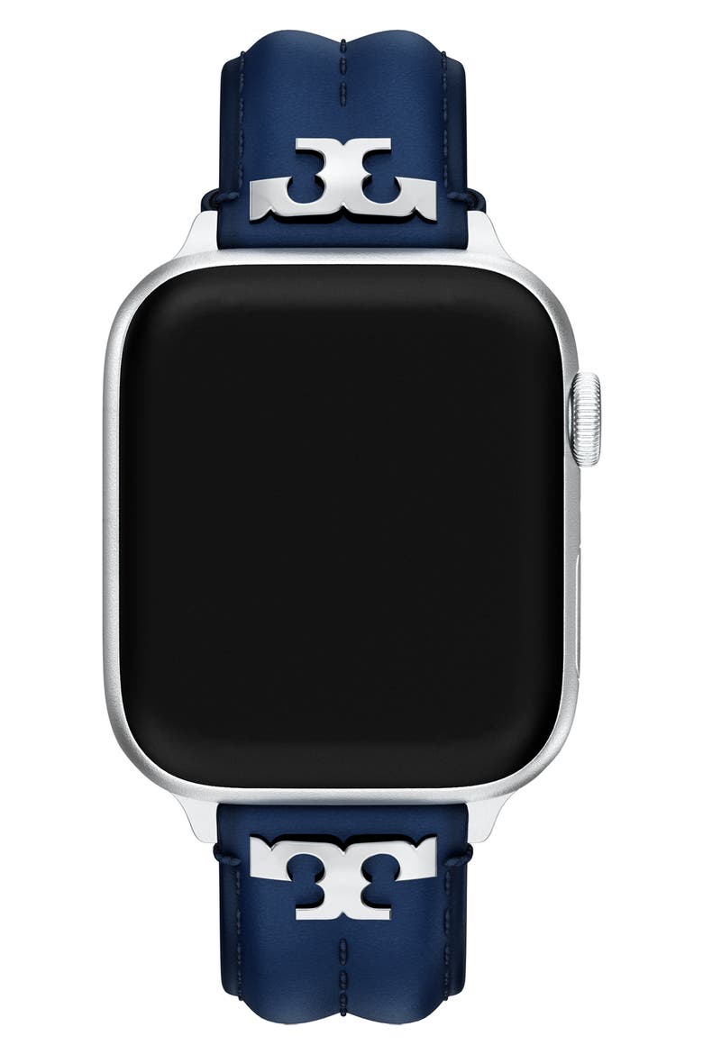 The Kira Leather 20mm Apple Watch® Watchband, Alternate, color, NAVY