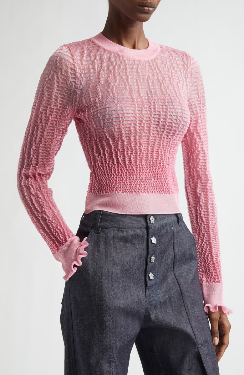 Cecilie Bahnsen CBcorali Sheer Knit Crop Top, Alternate, color, Pink Sheer Summer Knit