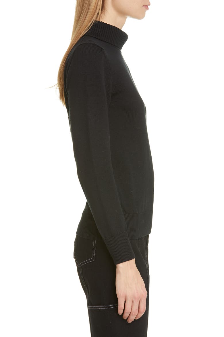 Doria Rib Cotton Blend Turtleneck Sweater, Alternate, color, BLACK 90303