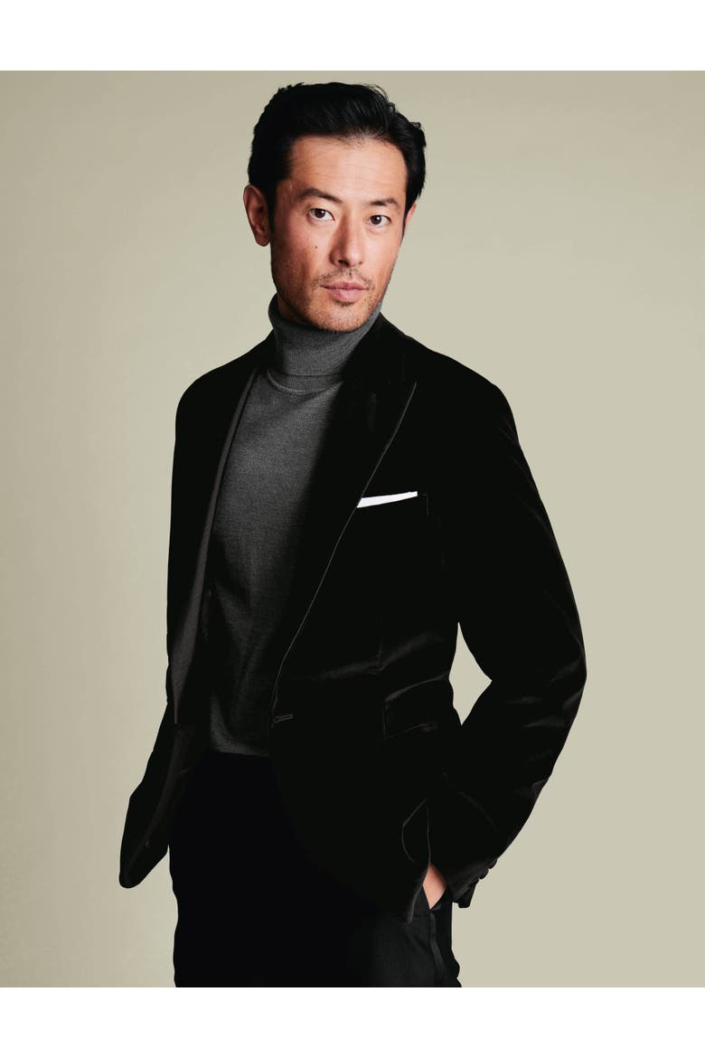 Italian Velvet Slim Fit Jacket, Alternate, color, Black