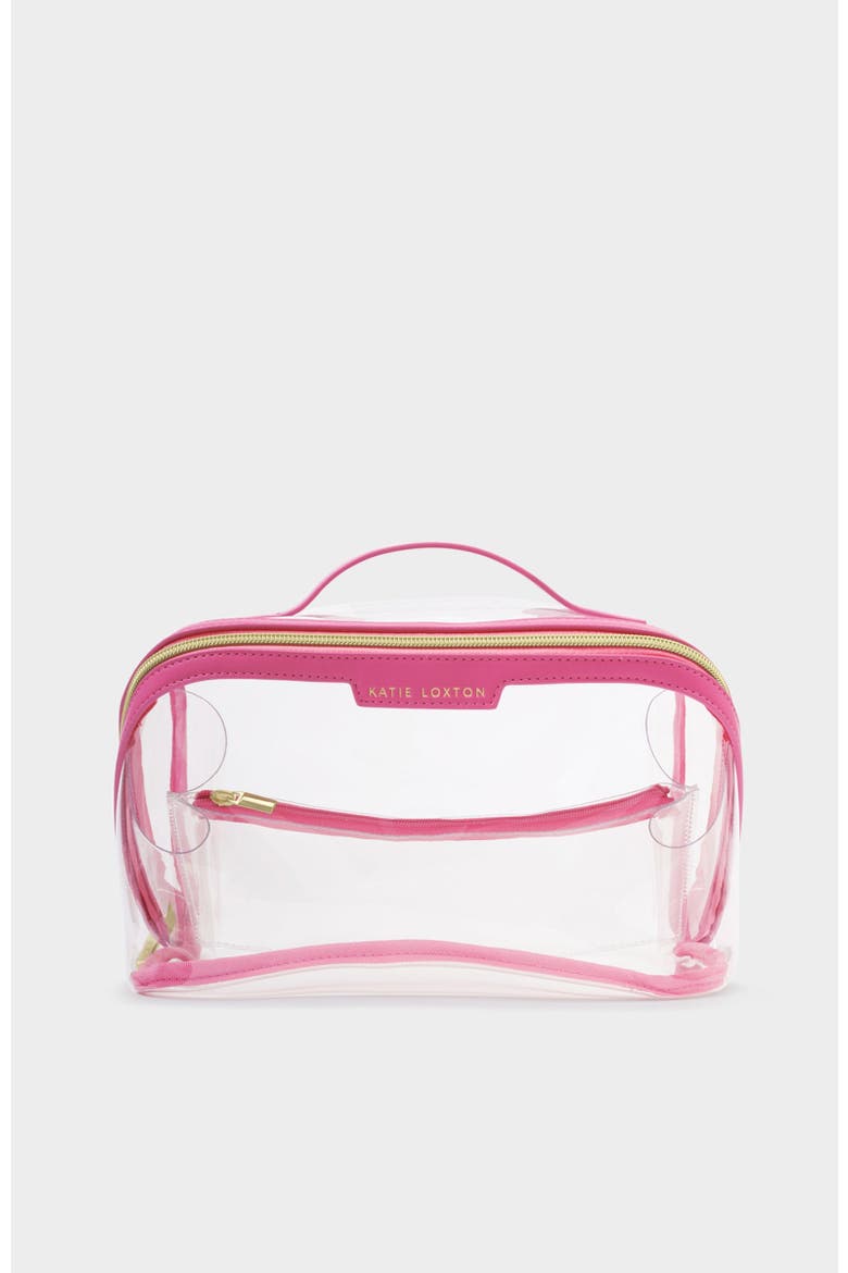 Large Clear Fold-Out Wash Bag, Main, color, Sugar Pink