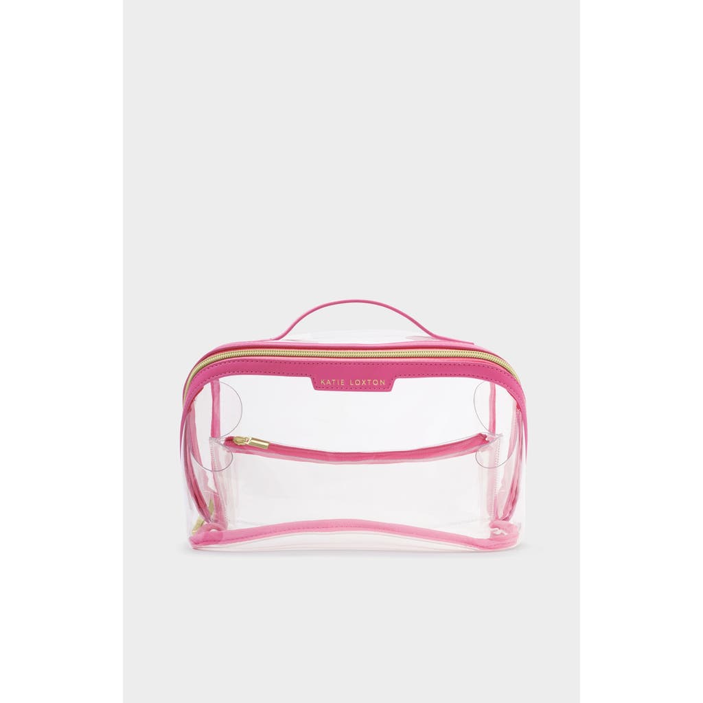 Katie Loxton Large Clear Fold-Out Wash Bag in Sugar Pink at Nordstrom