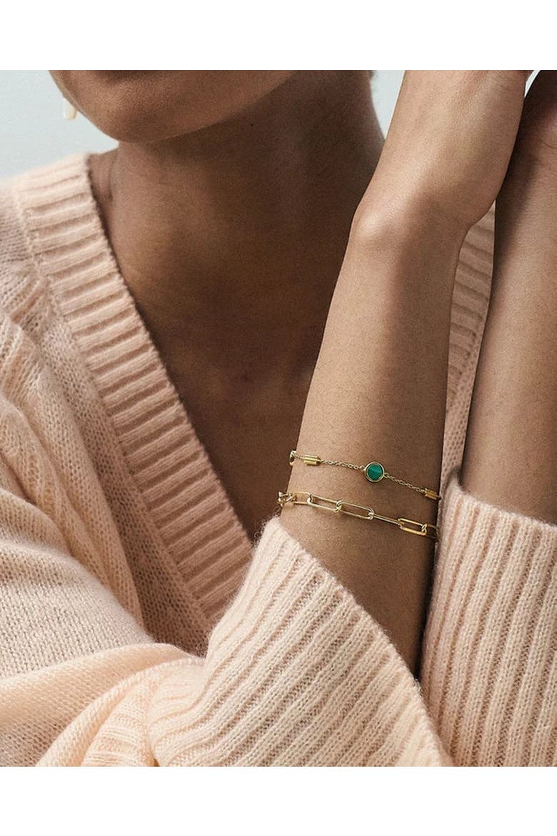Gold Stilla Malachite Station Bracelet, Alternate, color, Malachite