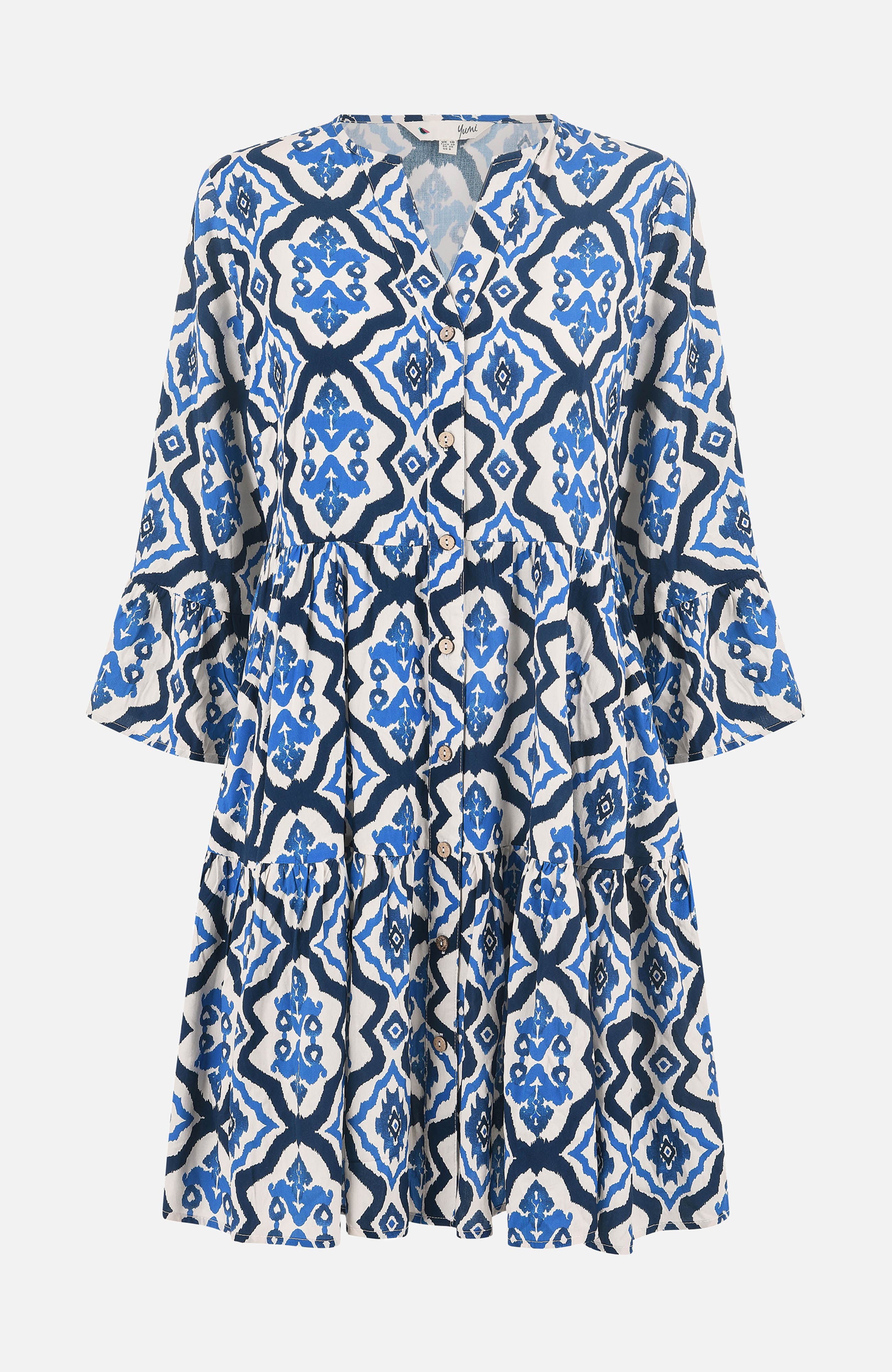 Ikat Print 3/4 Sleeve Tunic Dress - image 4