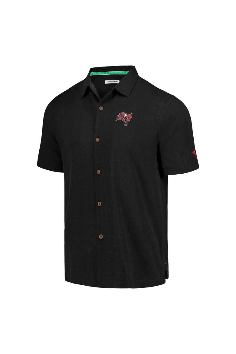 Men's Tommy Bahama Black Tampa Bay Buccaneers Tidal Kickoff Camp Button-Up Shirt, Alternate, color, Black