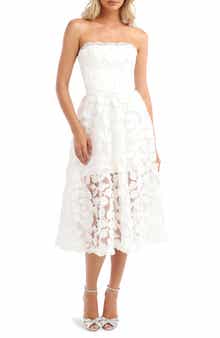 Florence Sequin Floral Strapless Midi Dress