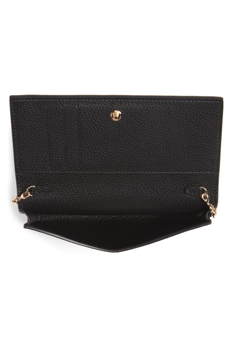 Salvatore Ferragamo City Grainy Leather Wallet on a Chain, Alternate, color, BLACK