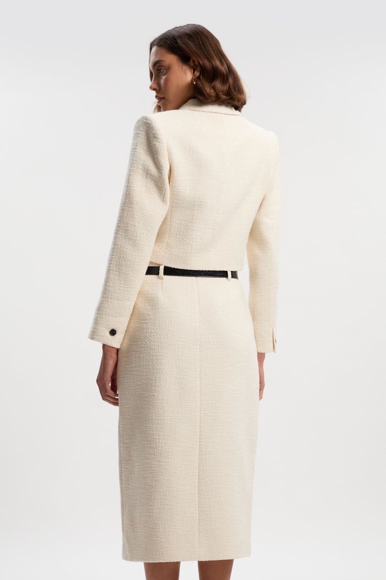 Tweed Belted Pencil Skirt, Alternate, color, Cream
