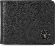 Timberland Metal Logo Leather Bifold Passcase Wallet