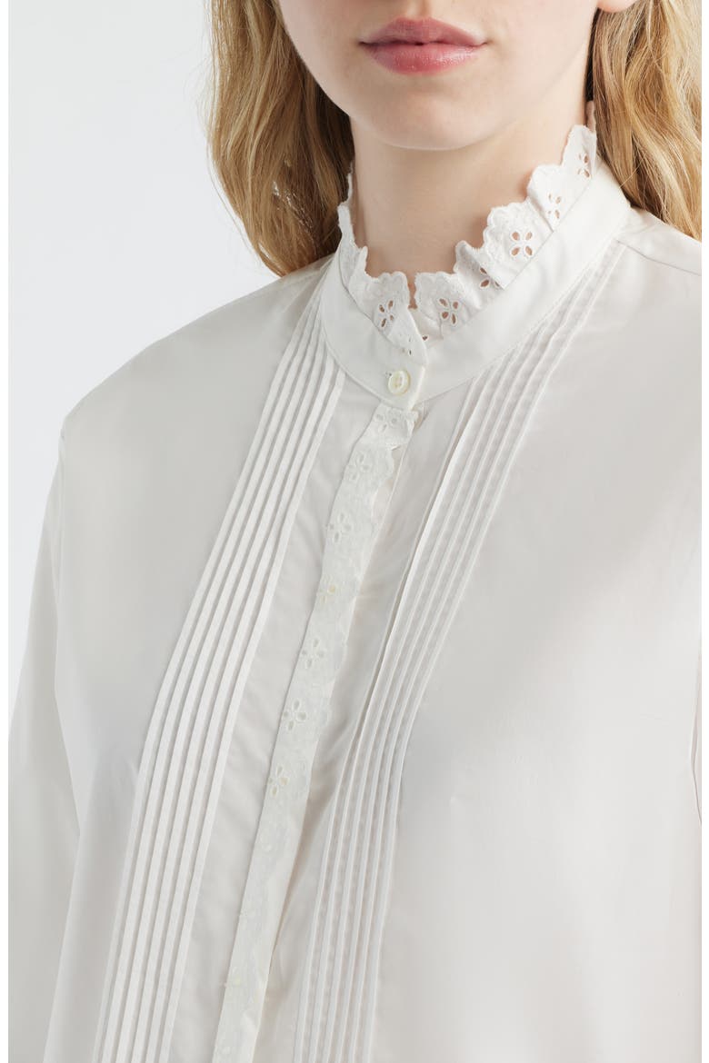 The Keepsake Lace & Pintuck Shirt, Alternate, color, WHITE