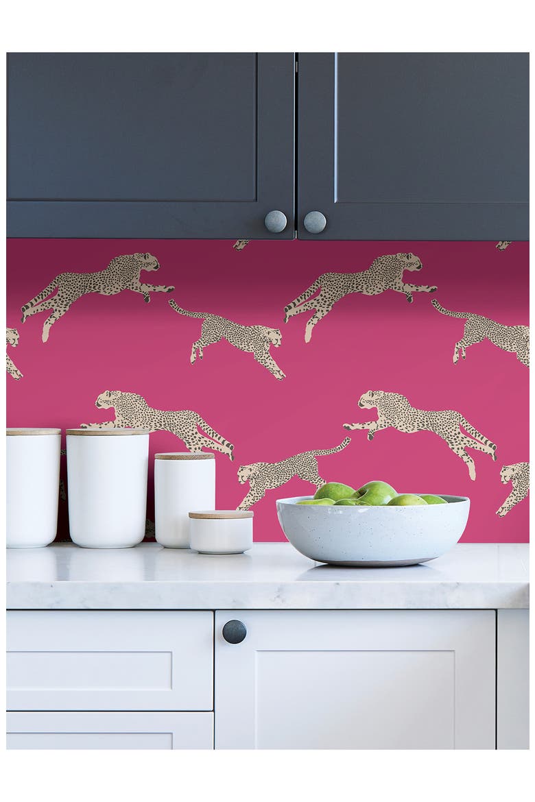Cheetah Print Wallpaper, Alternate, color, PINK