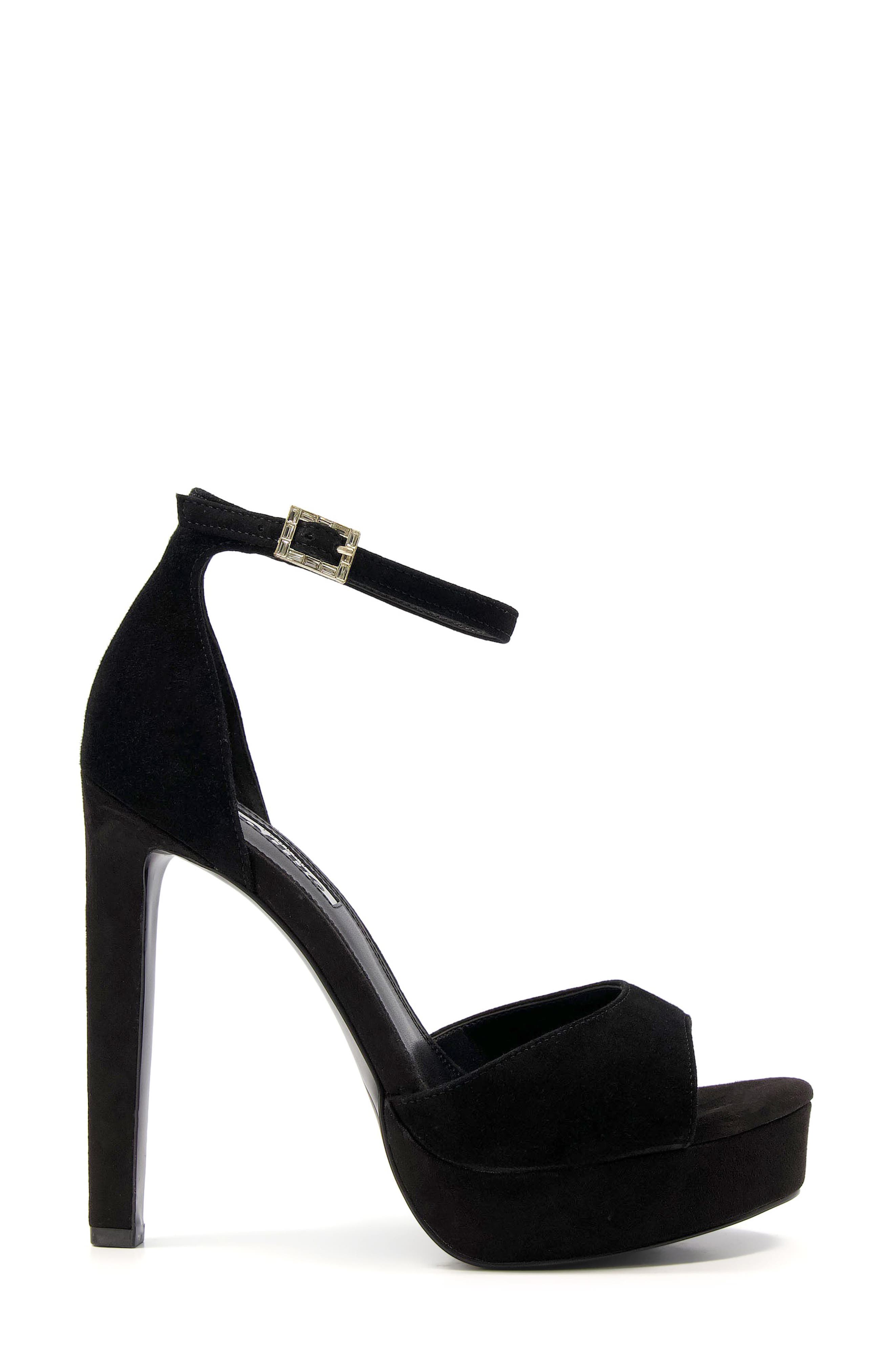 Dune London Mascots Platform Ankle Strap Sandal, Alternate, color, Black