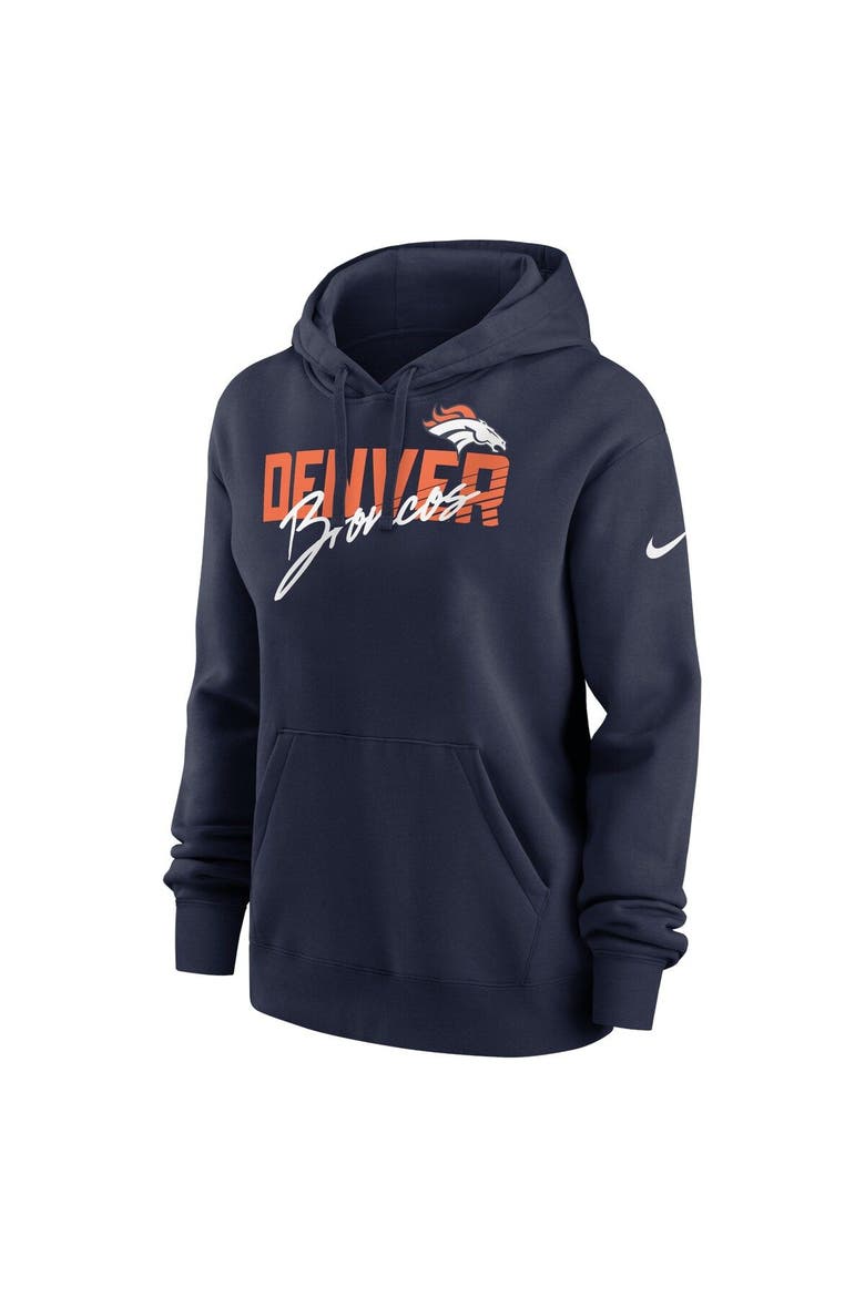 Women's Nike Navy Denver Broncos Wordmark Club Fleece Pullover Hoodie, Alternate, color, Navy