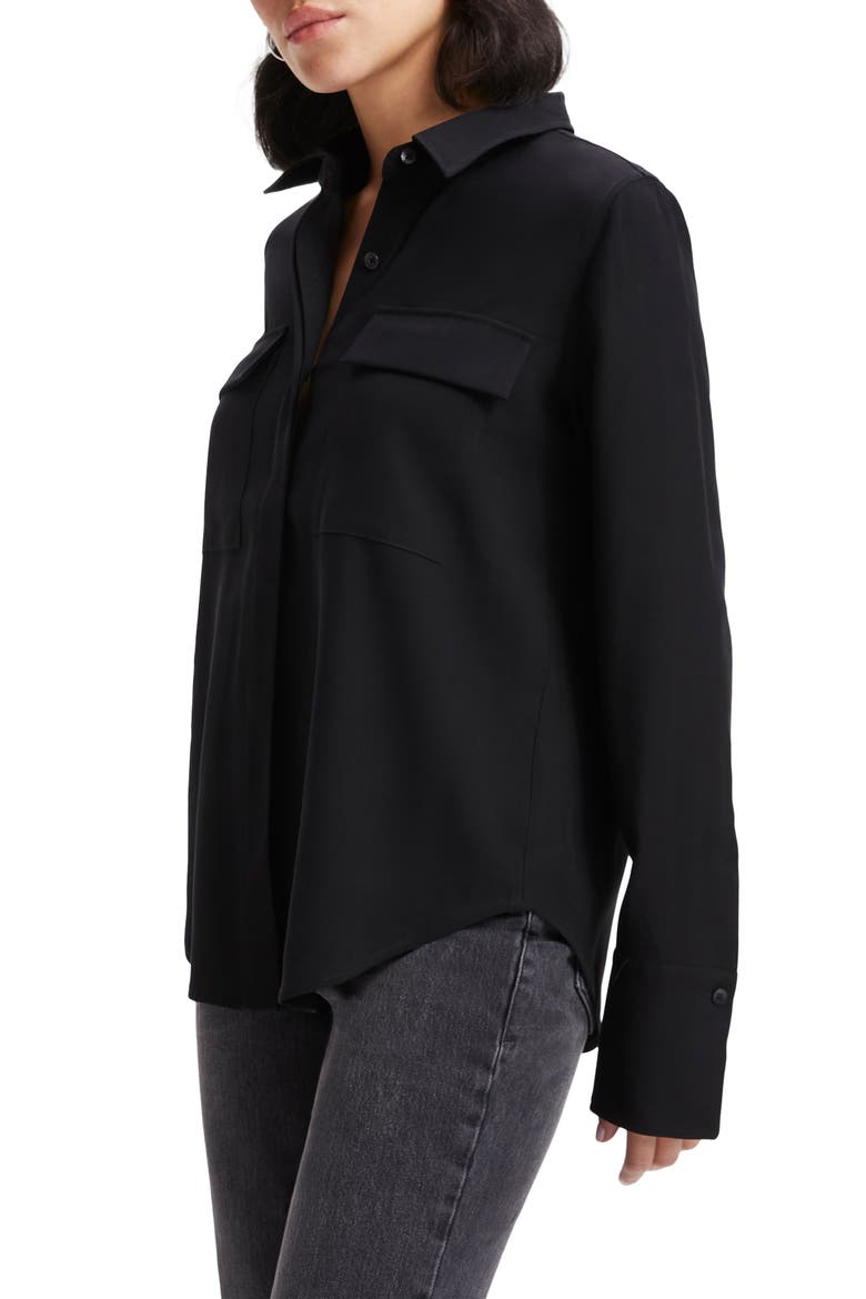 Flap Pocket Button-Up Shirt, Alternate, color, BLACK001