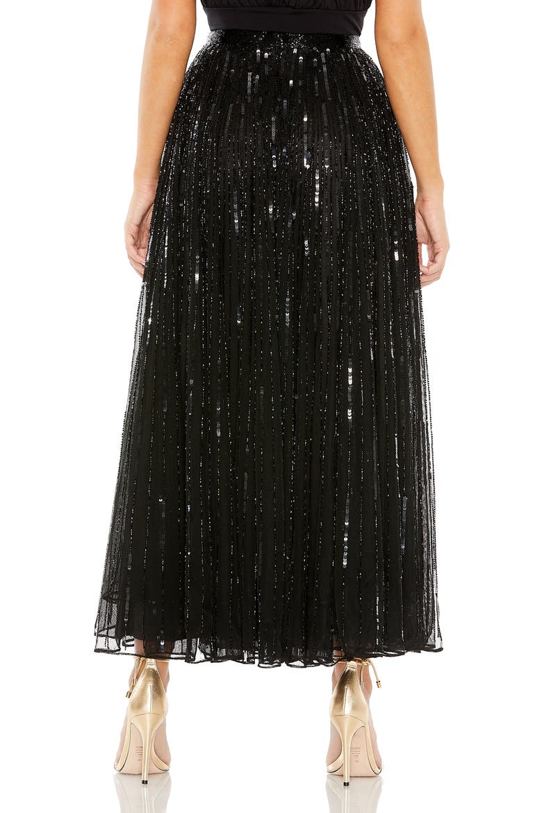 Long Sequin Embellished Chiffon Evening Skirt, Alternate, color, BLACK