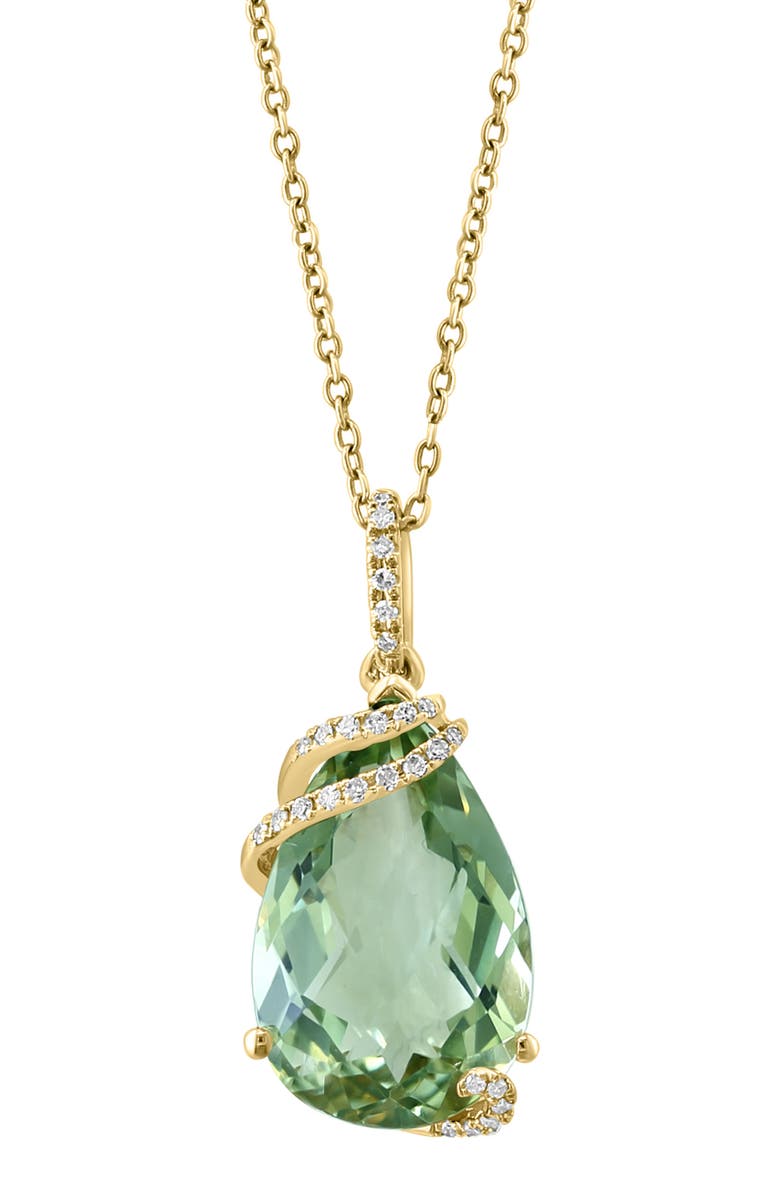 EFFY 14K Yellow Gold Green Quartz & Diamond Pendant Necklace, Alternate, color,