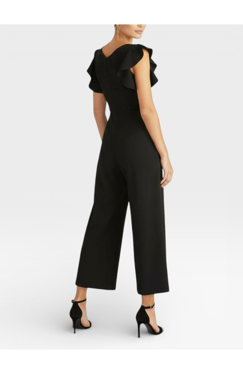 RACHEL Rachel Roy Kate Ruffle Sleeve V-Neck Jumpsuit, Alternate, color, Black