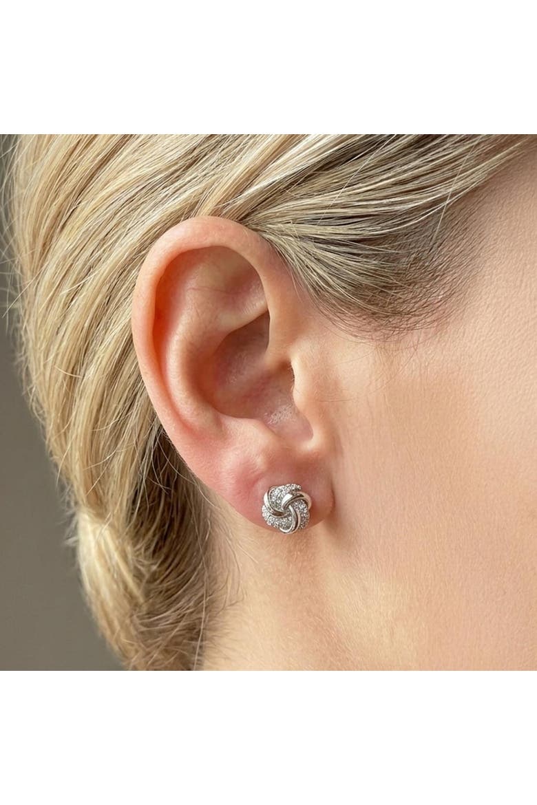 Diamond Knot Screw Back Stud Earrings, Alternate, color, Sterling Silver