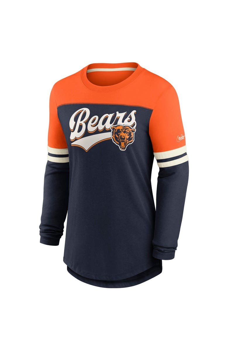 Nike Women's Nike Navy/Orange Chicago Bears Retro Script Performance Tri-Blend Long Sleeve T-Shirt, Alternate, color, 