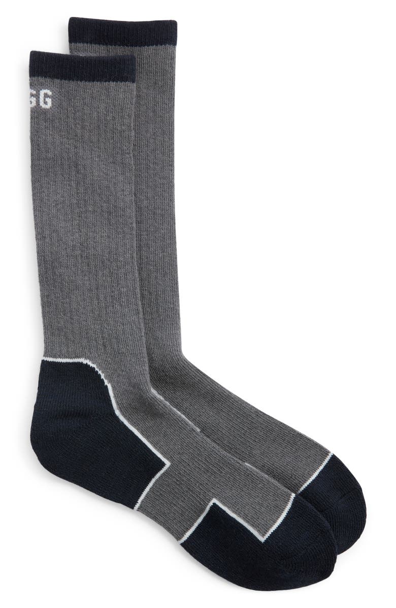 UGG<sup>®</sup> Lockhart Wool Blend Boot Socks, Main, color, Charcoal / Tar
