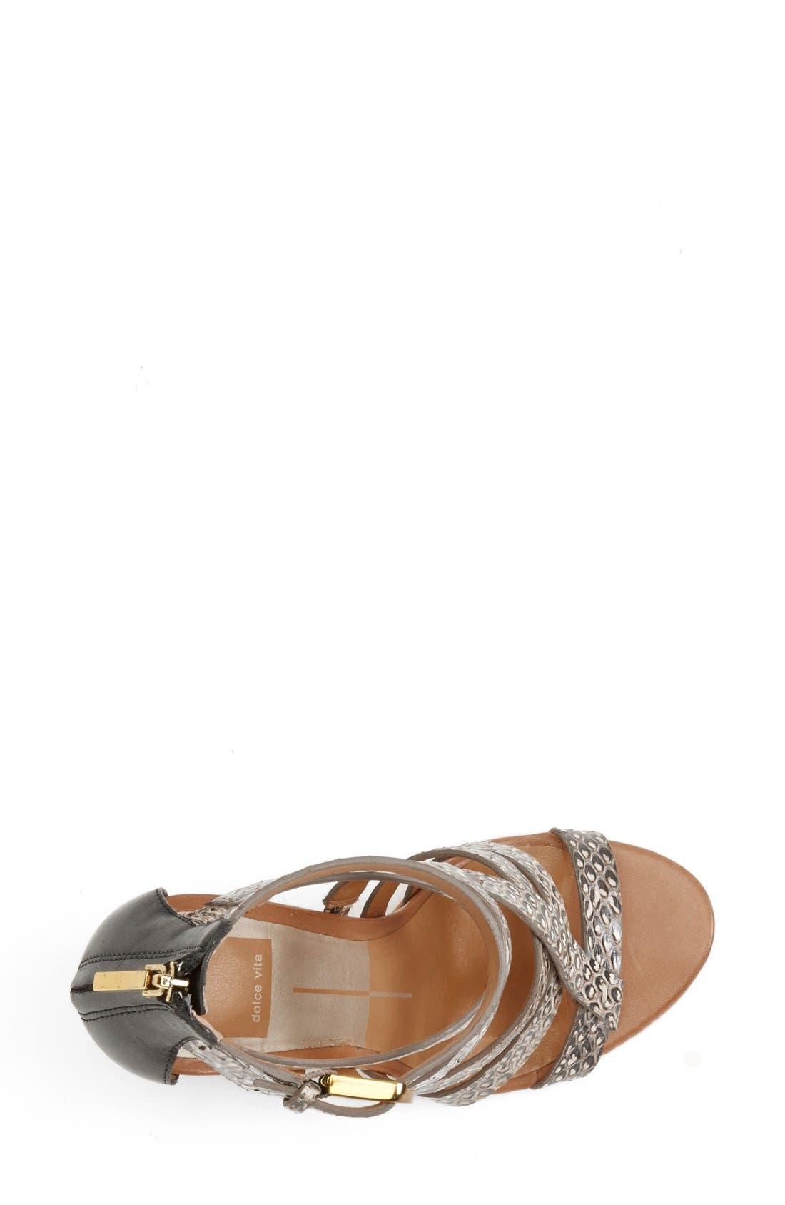 'Nolin' Snake Embossed Sandal, Alternate, color, BLACK/ WHITE SNAKE