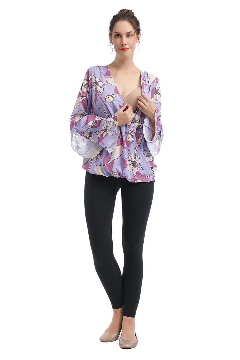 Adna Maternity/Nursing Crepe Blouse, Alternate, color, MULTICOLORED