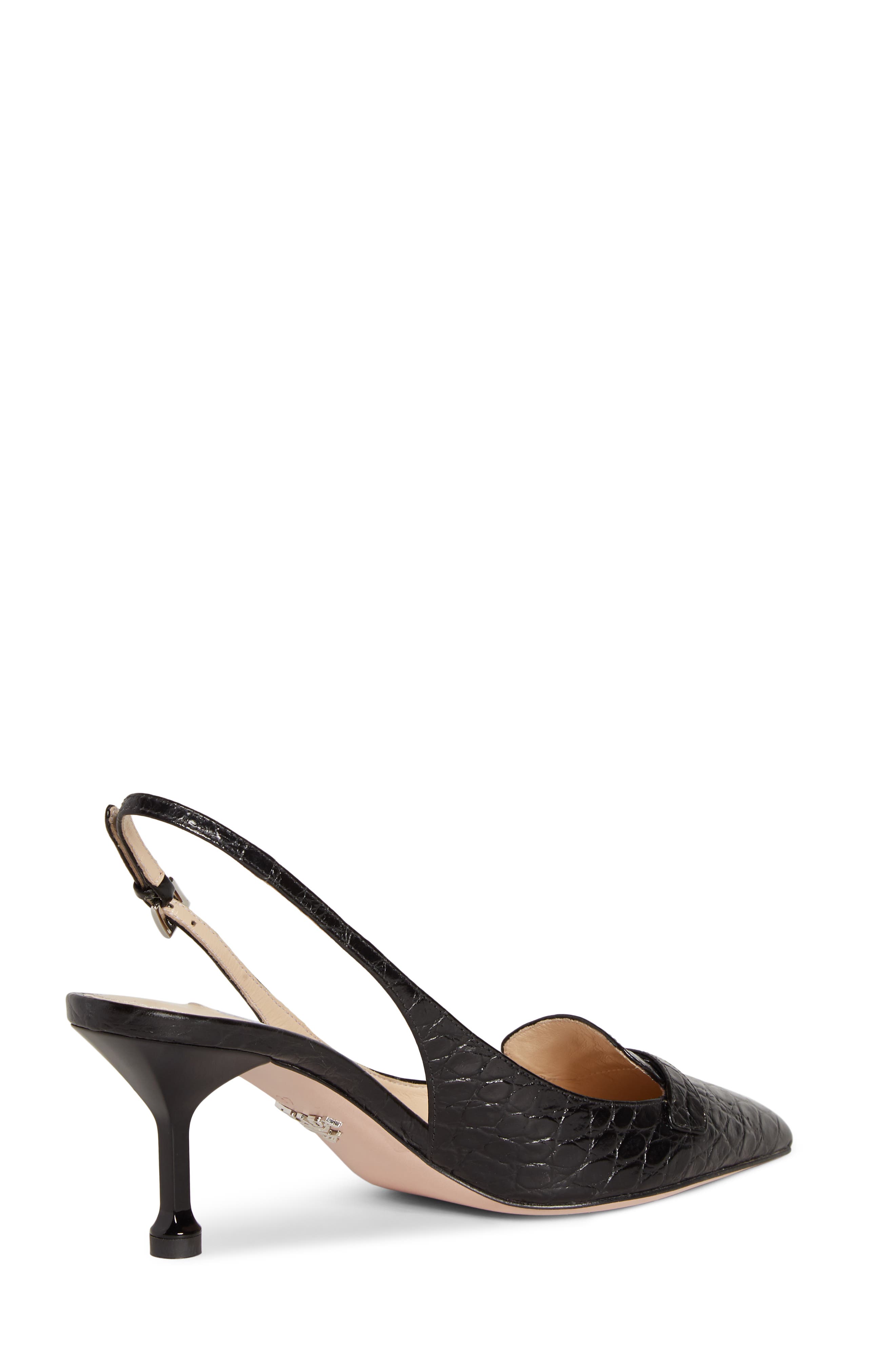 Prada Croc Embossed Slingback Pump, Alternate, color, 