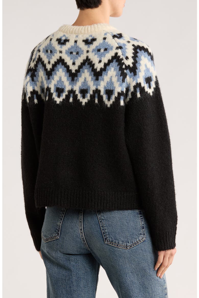 Fair Isle Button Front Cardigan, Alternate, color, NAVY