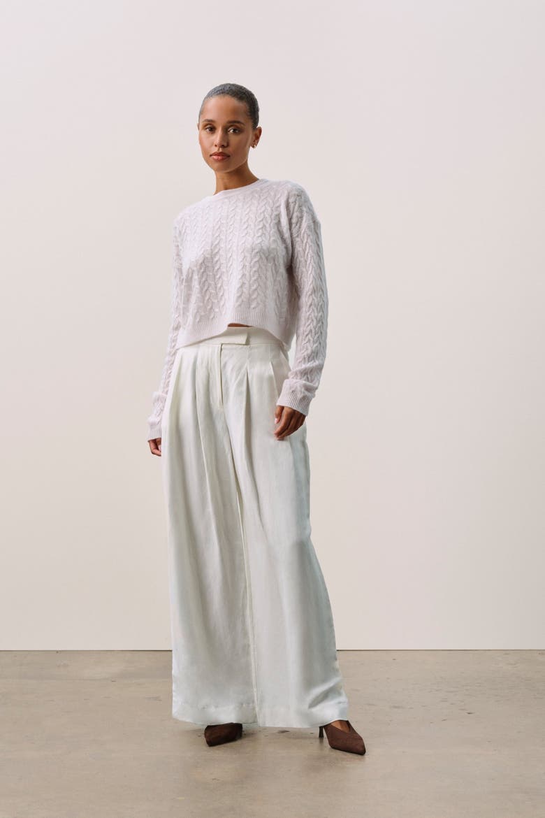 CHRISSY CROPPED CABLE KNIT SWEATER, Alternate, color, Cloud