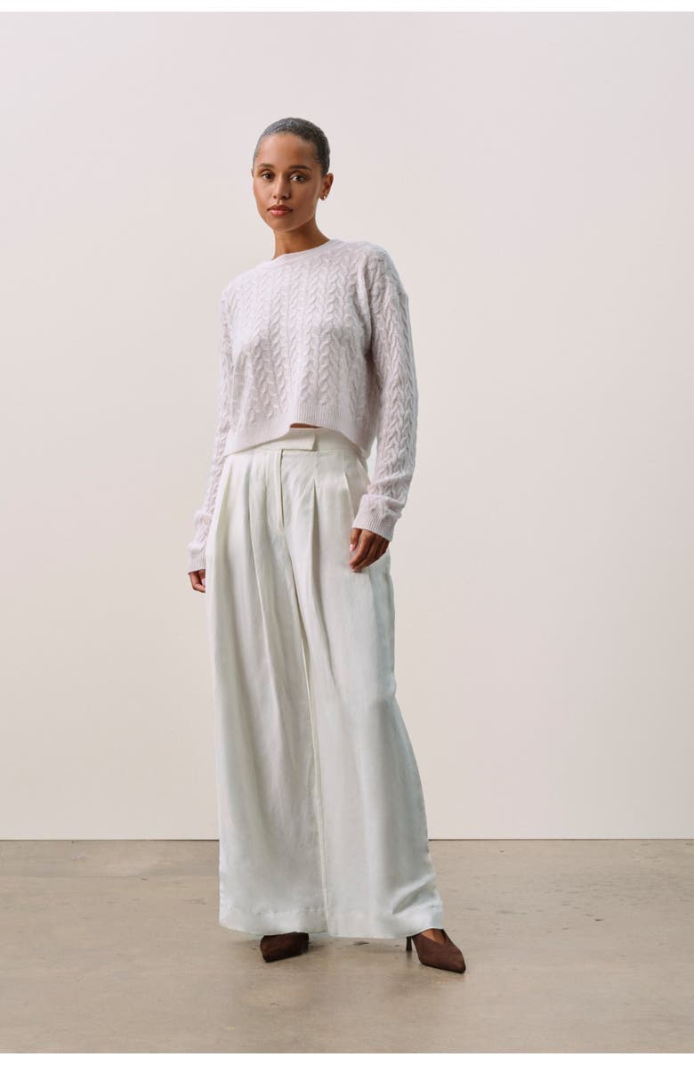 NAKED CASHMERE CHRISSY CROPPED CABLE KNIT SWEATER, Alternate, color, Cloud