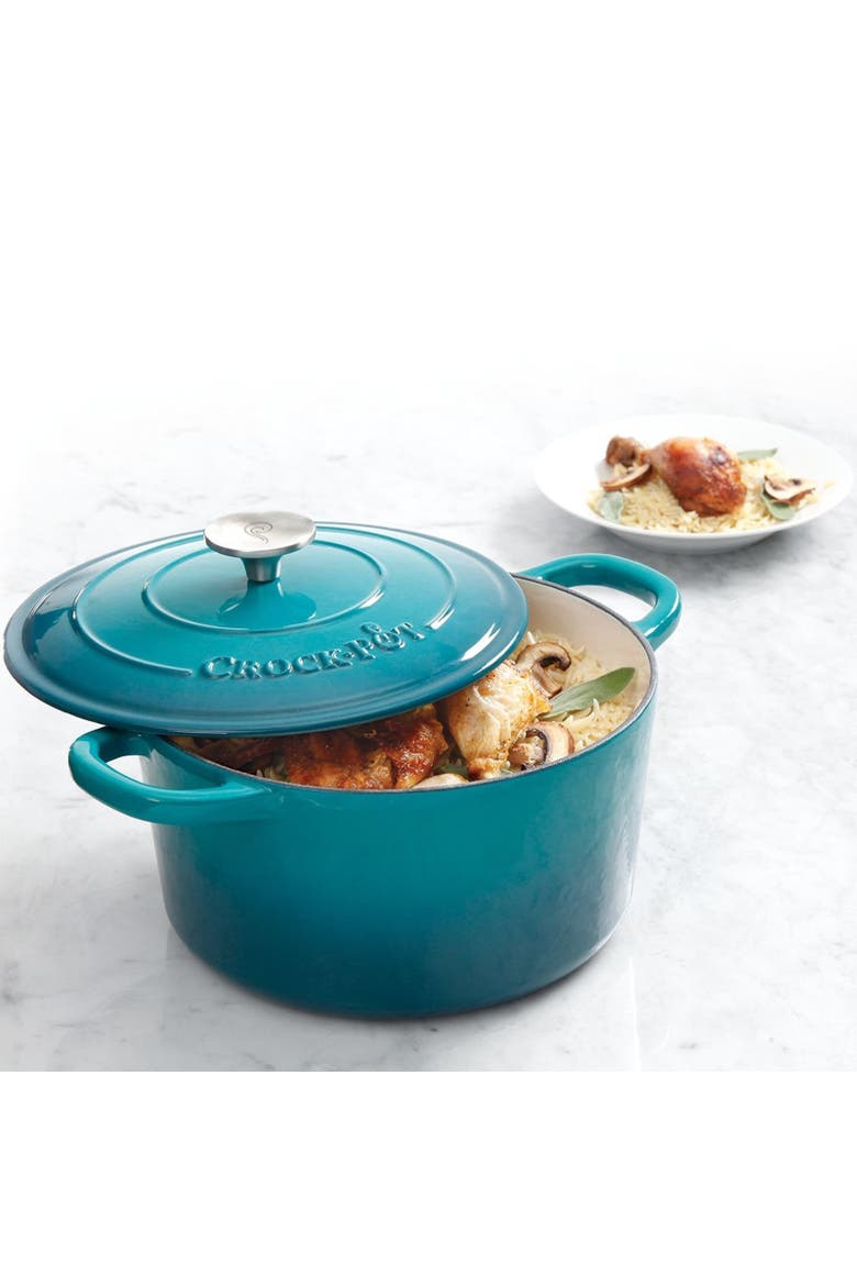 5 Quart Round Enameled Cast Iron Dutch Oven, Alternate, color, Blue