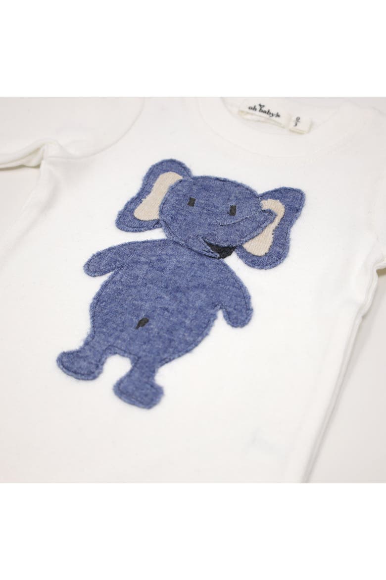Ragdoll Elephant Long Sleeve Cream Tee Mixed Two Piece Set, Alternate, color, Blue Heather