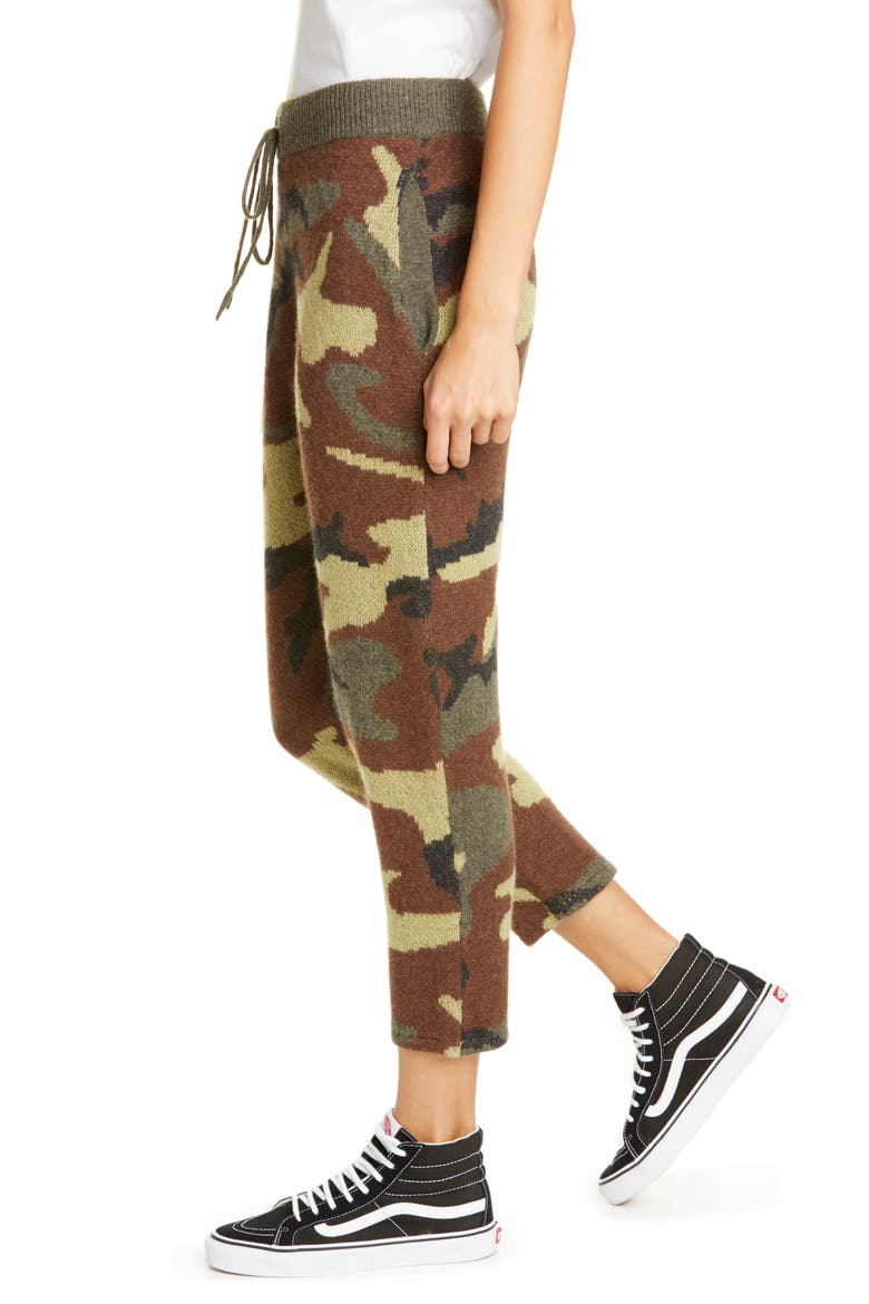 Camo Jacquard Cashmere Sweater Pants, Alternate, color, CAMO