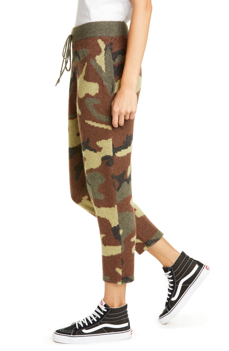 R13 Camo Jacquard Cashmere Sweater Pants, Alternate, color, 