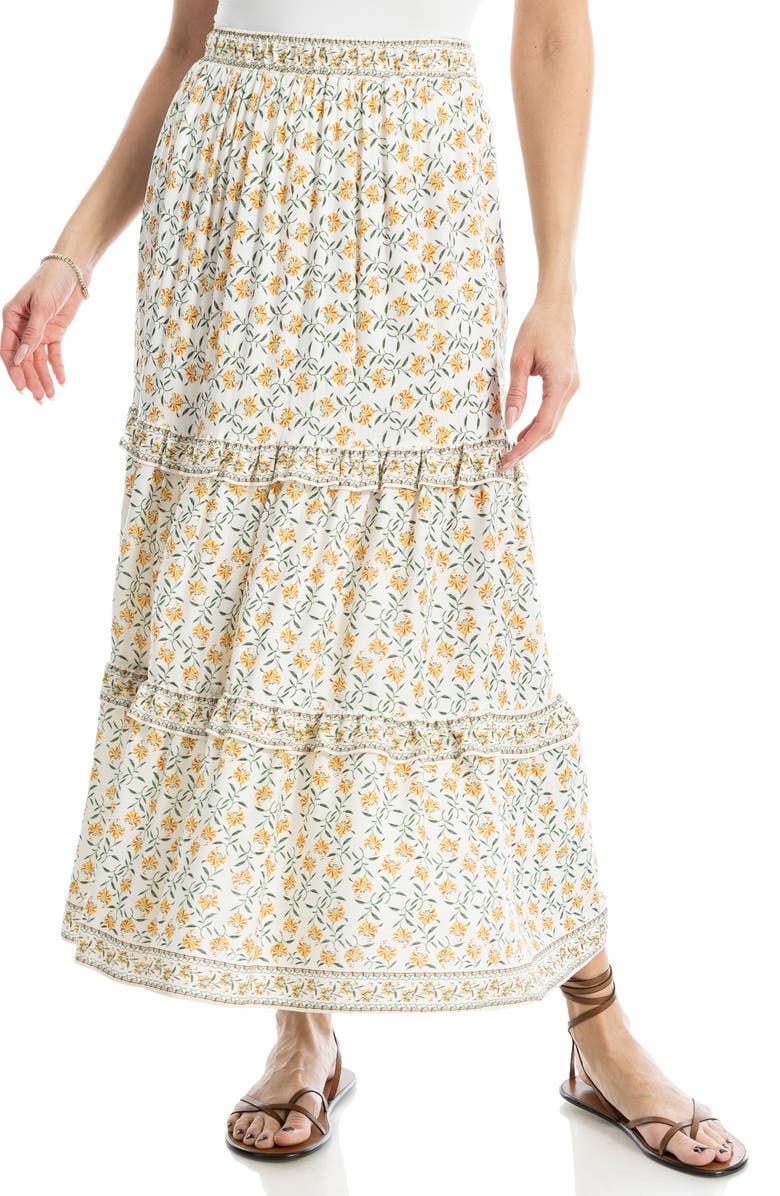 MAX STUDIO Ruffle Tiered Midi Skirt, Main, color,