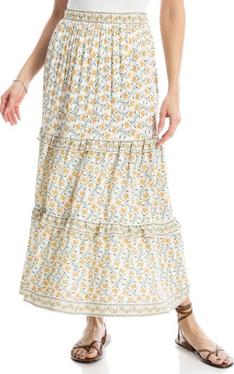 スカート STUDIOTABLE : 25SS / RUFFLE TRIM MIDI SKIRT (2COLORS) CIDER Midi Skirts for Women Split Hem Elastic High Waistd
