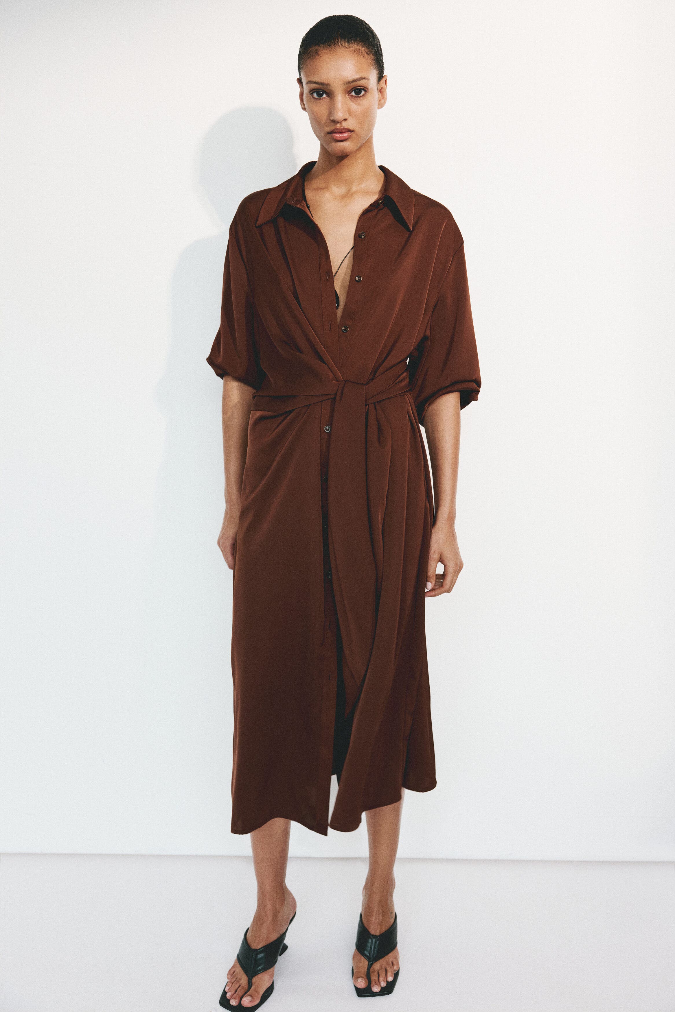 Tie-detail shirt dress - image 2