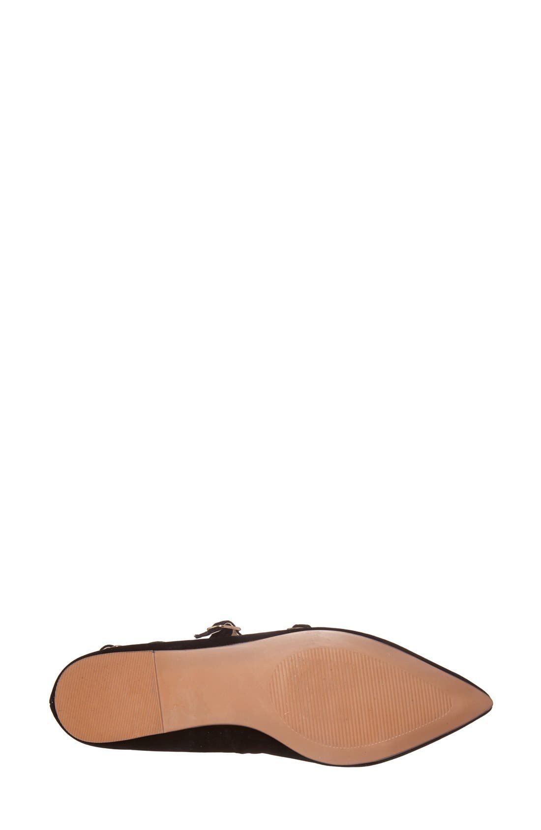 'Freya' Strappy Pointy Toe Flat, Alternate, color, BLACK