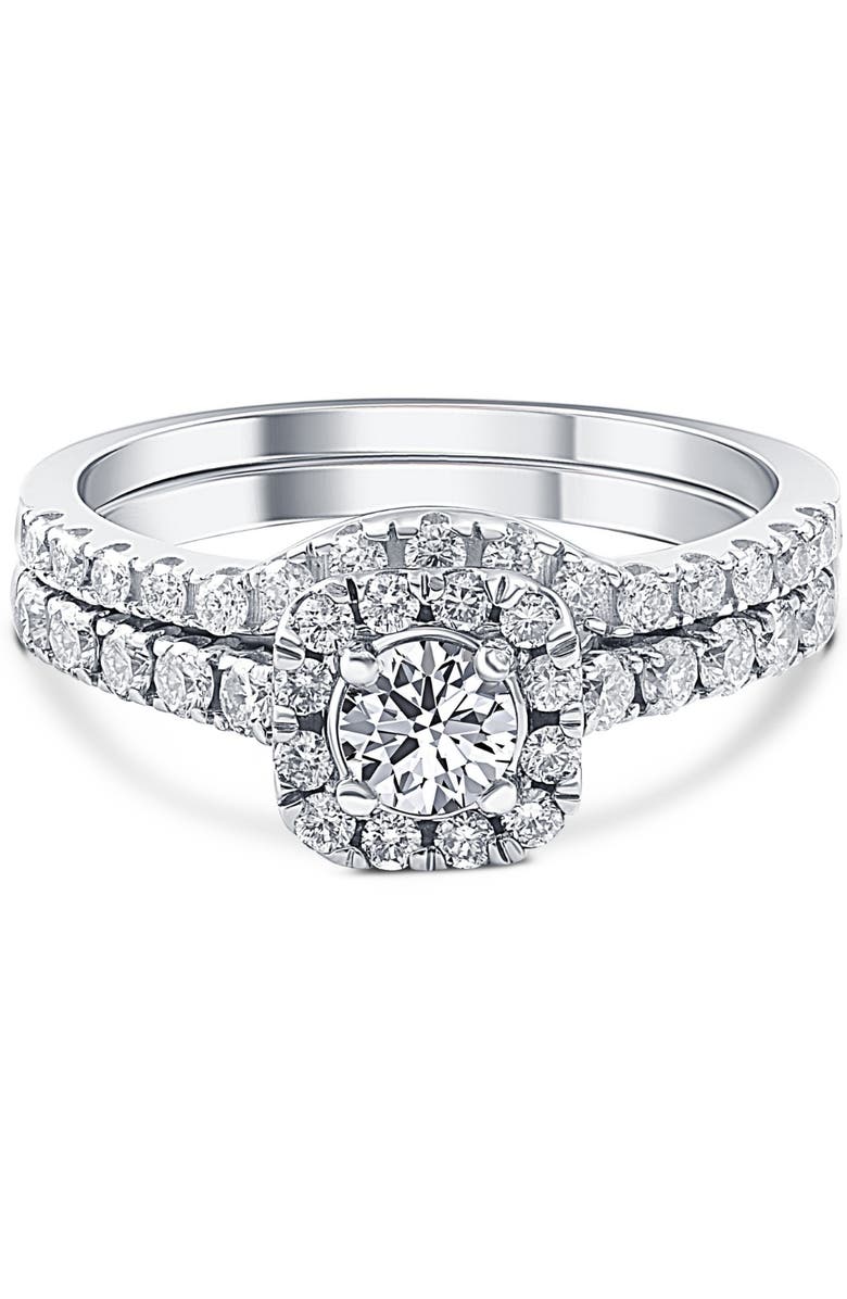 Bliss Diamond 3/4Ct Cushion Halo Diamond Engagement Wedding Ring Set Gold Lab Grown, Alternate, color, 