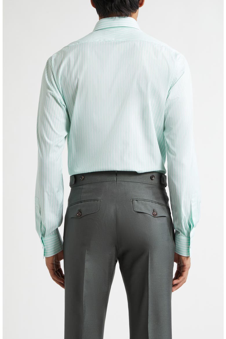 Classic Fit Stripe Natural Stretch Cotton Button-Up Shirt, Alternate, color, COMBO WHITE/ GREEN