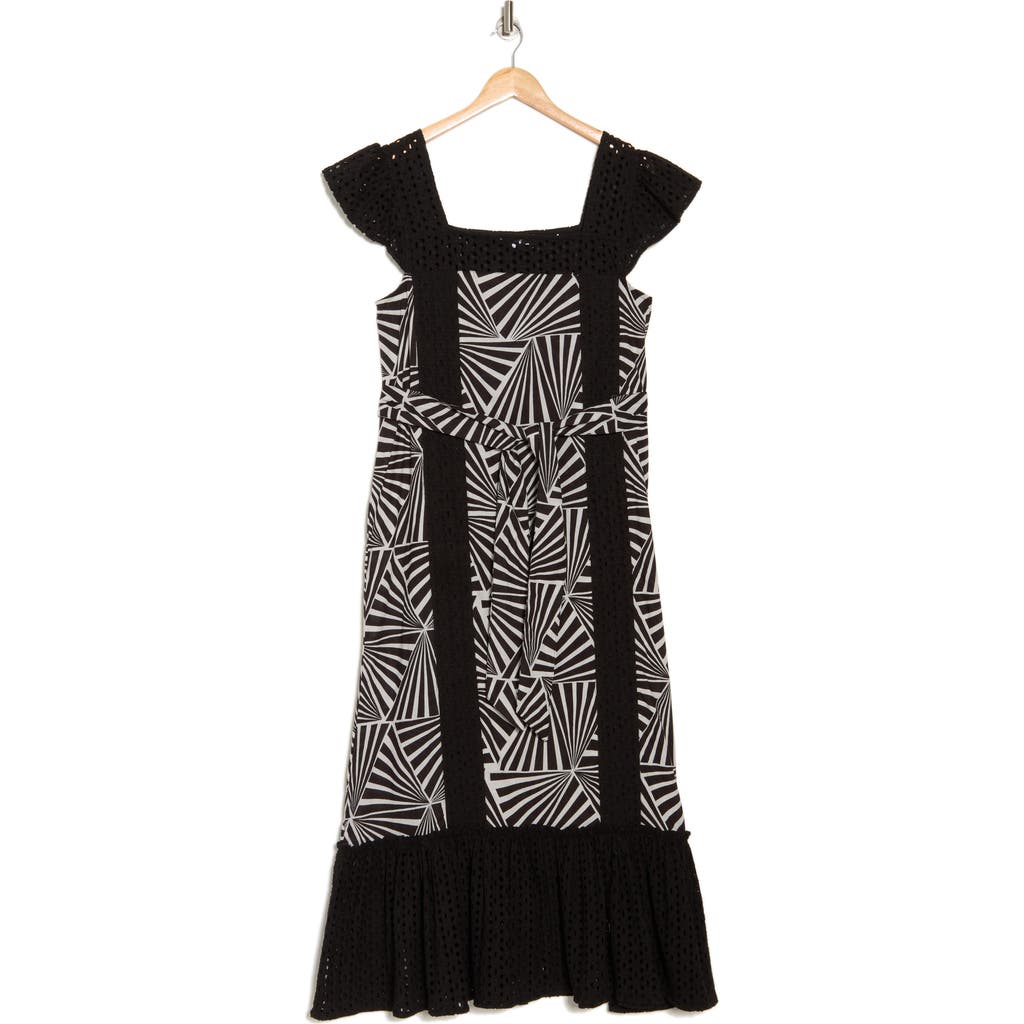 Maisie Embroidered Eyelet Cap Sleeve Cotton Midi Dress