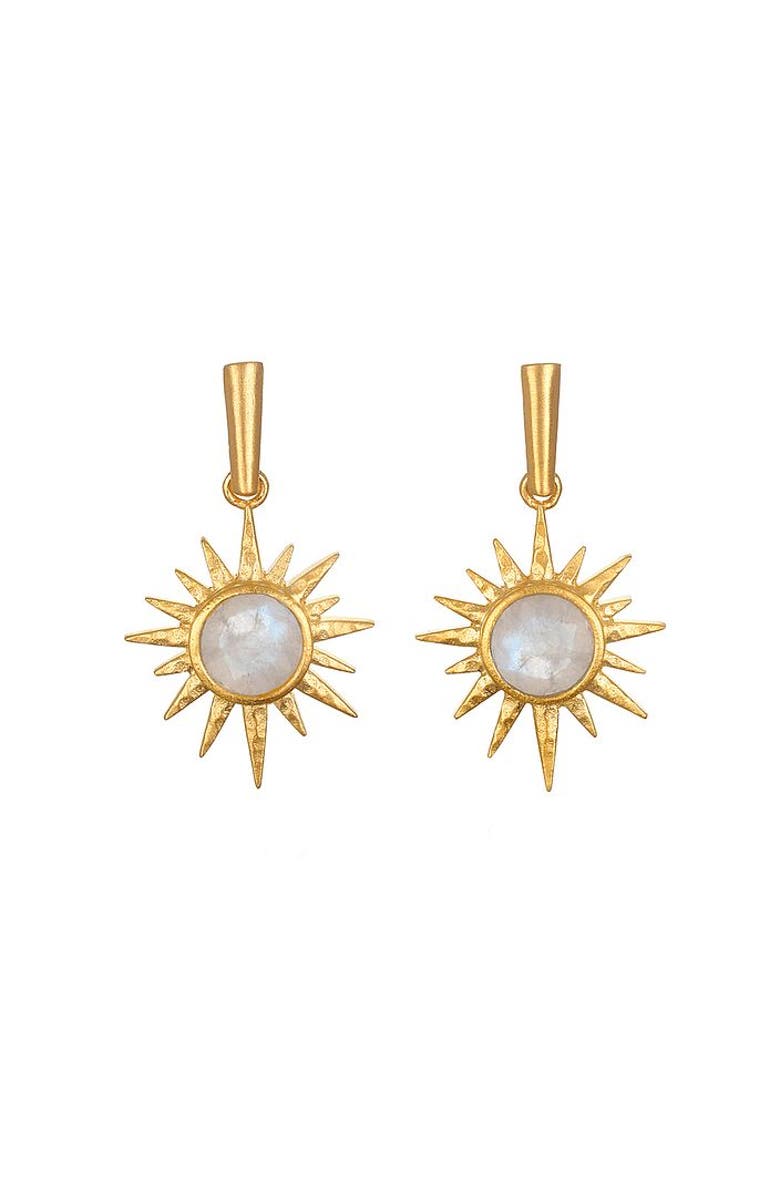 Satya Jewelry North Star Moonstone Starburst Earrings, Main, color, 