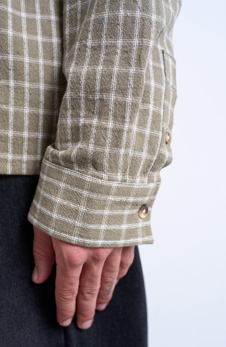 Topman Grid Check Relaxed Button-Up Shirt, Alternate, color, Khaki