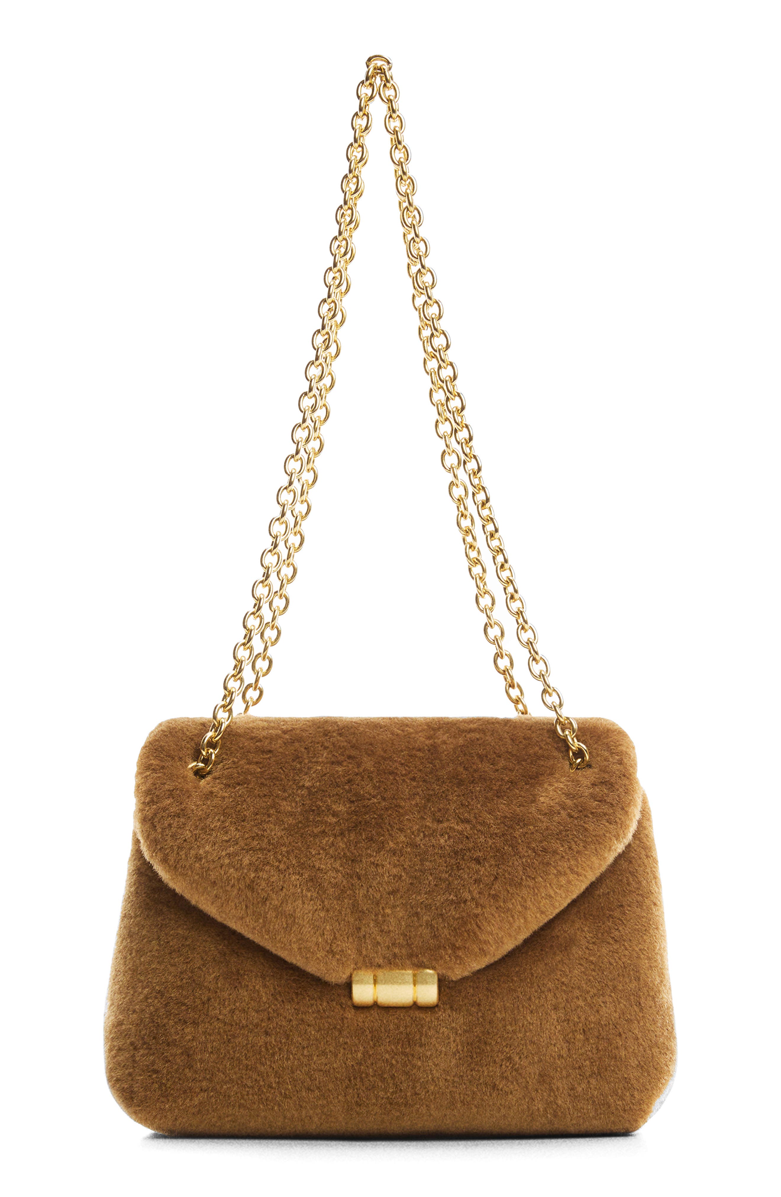 MANGO Faux Fur Convertible Shoulder Bag, Main, color, 