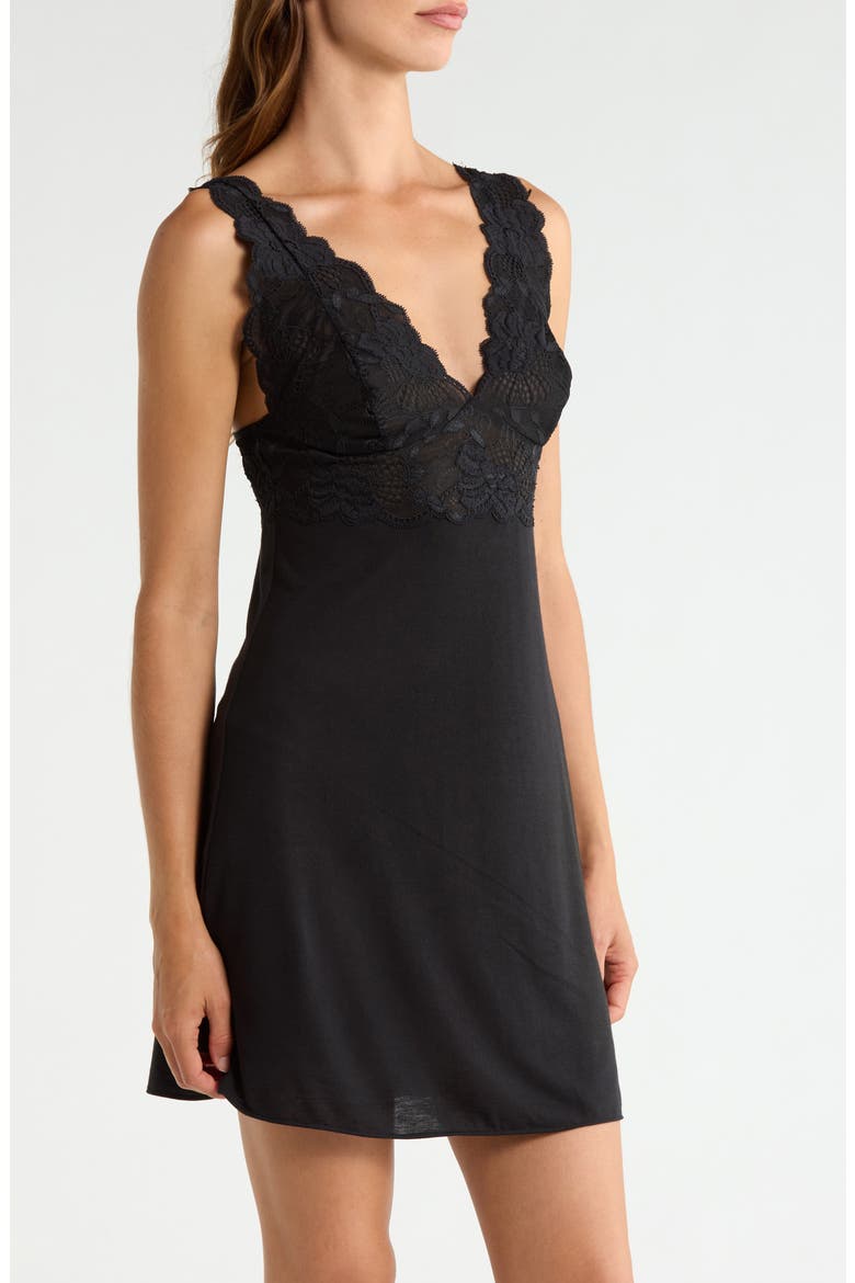 Delight Lace Bodice Chemise, Alternate, color, BLACK